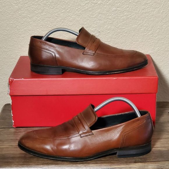 Hugo Boss Other - Hugo Boss Square Loafer‎ Dark Brown Leather Mens Size 8.5